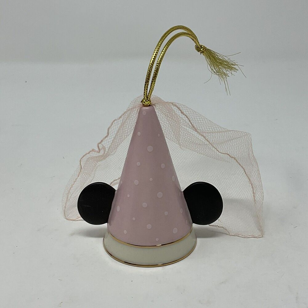 Lenox Christmas Ornament Disney Minnie Mouse Princess Ears Pink White Dots Gold
